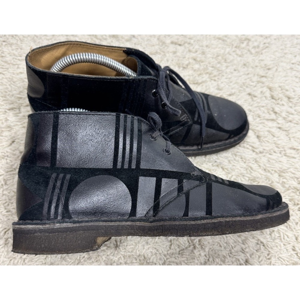 Clarks Originals x Patternity Black Leather Lace Up Ankle Boots Women's 7.5 Boho